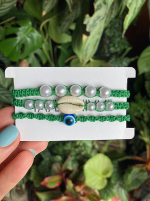 Kit com 3 pulseiras de macramê