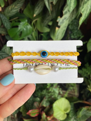 Kit com 3 pulseiras de macramê