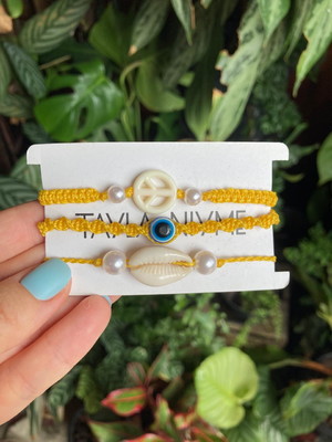 Kit com 3 pulseiras de macramê