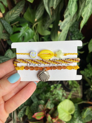 Kit com 3 pulseiras de macramê