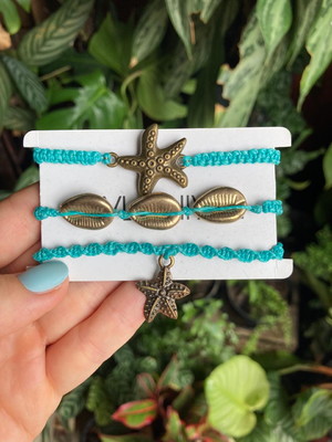 Kit com 3 pulseiras de macramê