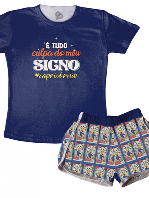 Pijama feminino estampado tudo culpa do signo capricórnio
