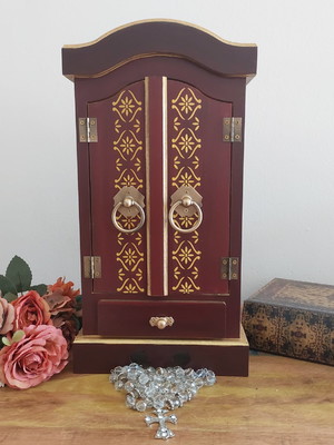 Oratório capela com porta e gaveta p/imagens de até 20cm -vi