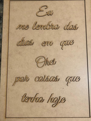 Quadro retangular de mdf cru com frase