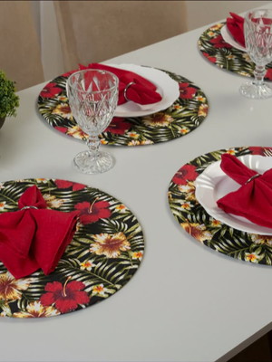 Kit com 6 capa de sousplats mesa posta em tecido floral