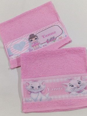 Kit com 3 toalhinhas infantis personalizadas para escola