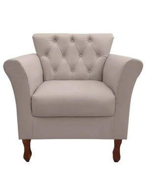 Poltrona decorativa estofada sala suede bege viena