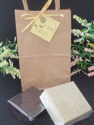 Kit com 2 sabonetes artesanal de aveia e açafrão