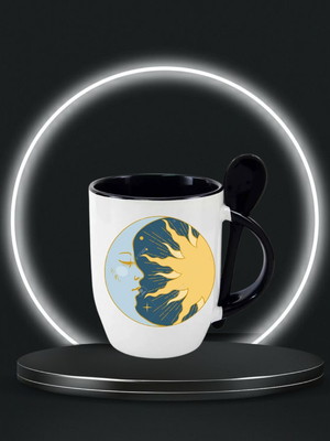 Caneca personalizada com colher sol e lua