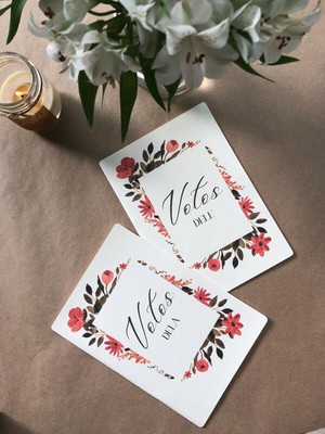 Votos de casamento com moldura floral - votos dele e dela