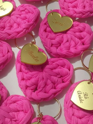 Chaveiro coração com tag personalizada
