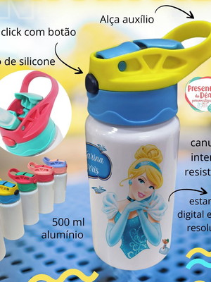 Garrafa infantil com canudo personalizada