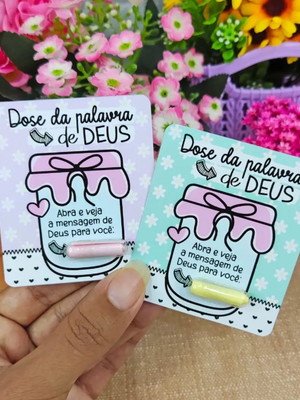 Cartão com pílula de versículo bíblico- lembrancinha igreja