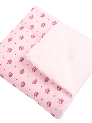 Manta com sherpa dupla face para bebê coroa rosa 01 peça