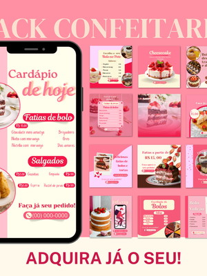 Pack canva confeitaria 50 artes editáveis