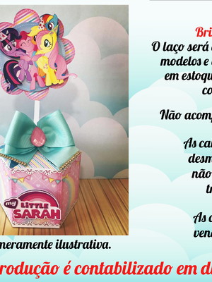 Centro de mesa com laço no tema my little pony