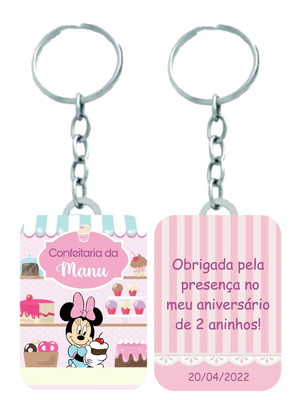 Chaveiro minie confeitaria com holografia