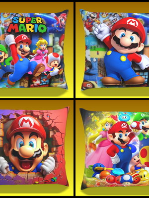 Kit com 4 capas de almofadas super mario tamanho 40x40cm