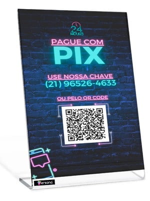 Placa pix de acrílico personalizada com qrcode- kit 25 unid.