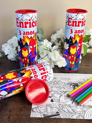 Kit colorir no tubo personalizado vingadores