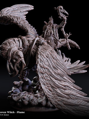 Miniatura de rpg - vulture coven witch - plume
