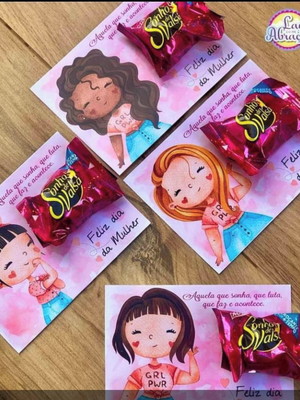 Card com bombom- dia das mulheres