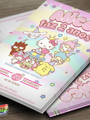 Convite digital sanrio - hello kitty