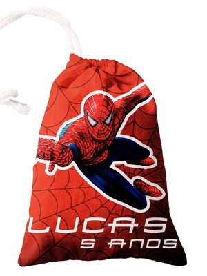 Sacolinha surpresa personalizada tecido homem aranha 15x20cm