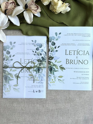 Convite de casamento papel vegetal