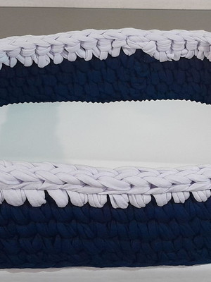 Cesto azul marinho/branco