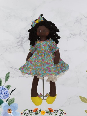 Boneca de pano, coleção rosa flor, 50cm de altura