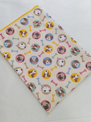 Saco impermeável para roupas 28x40 com zíper - cachorrinhos