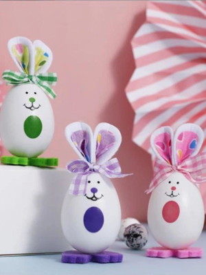 Kit com 3 coelhinhos em formato de ovinos de pascoa