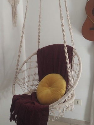 Cadeira suspensa em macramé tipo balancy