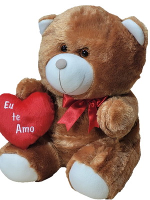 Urso de pelúcia caramelo com coração