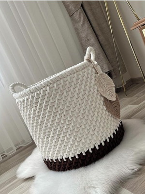 Cesto de crochê em fio de malha/ cesto para quarto/manta