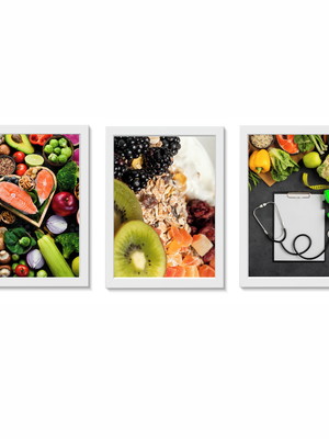 Kit 3 quadros decorativos consultório de nutrologia 20x30cm