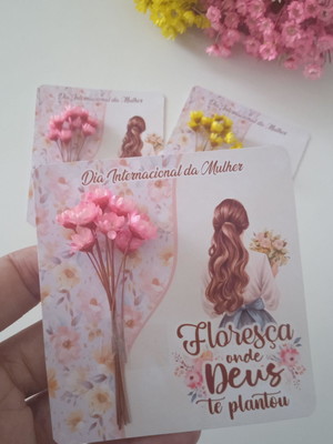 Cartão dia das mulheres com sempre viva