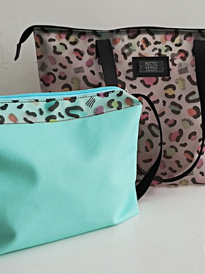 Bolsa tote de pvc animal print cores