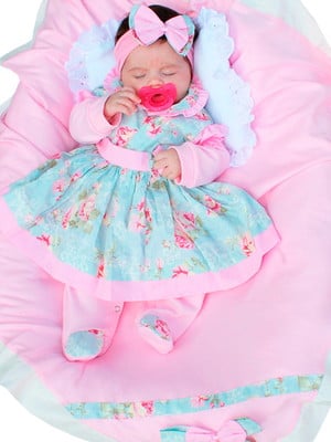 Saída de maternidade menina princesa rosa 05 peças