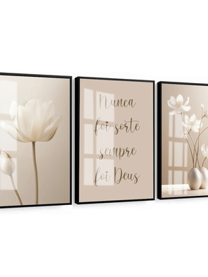 Quadro decorativo nunca foi sorte sempre foi deus trio