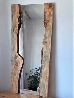 Espelho com moldura rustica madeira organico artesanal