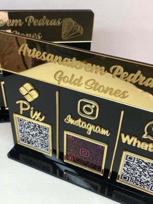 Placa qr, pix, instagram e whatsapp