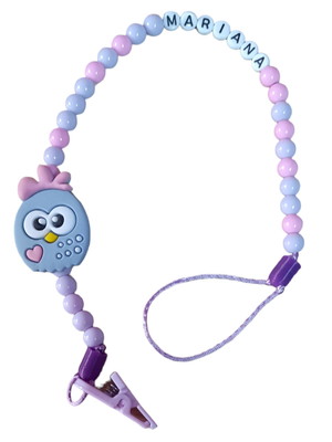 Prendedor de chupeta menina personalizado com o nome do bebê