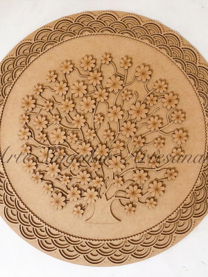 Kit mandala, aro trabalhado e disco mdf cru 60x60