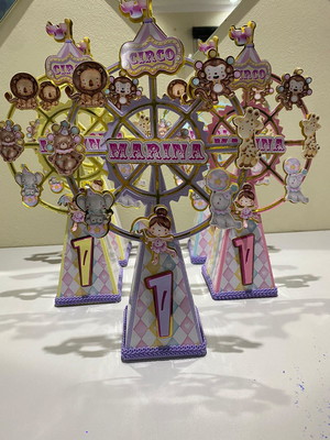 Arquivo de corte roda gigante circo rosa luxo com letra 3d