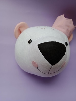 Cabeça de ursa polar para parede em 3d de feltro