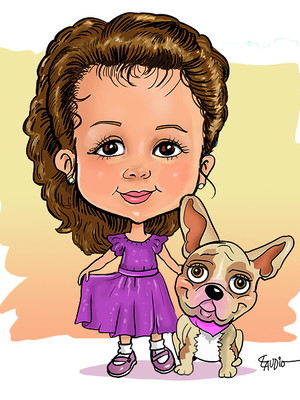Caricaturas digitais 1 pessoa e um pet