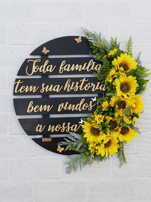 Guirlanda bem-vindo | enfeite de porta | pallet girassol