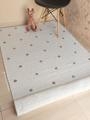 Tapete de crochê retangular com bolinhas 1x2m